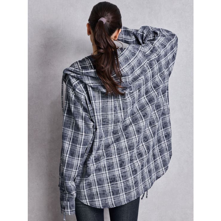 GG drawstringフードチェックシャツ | GYDA | 詳細画像12 