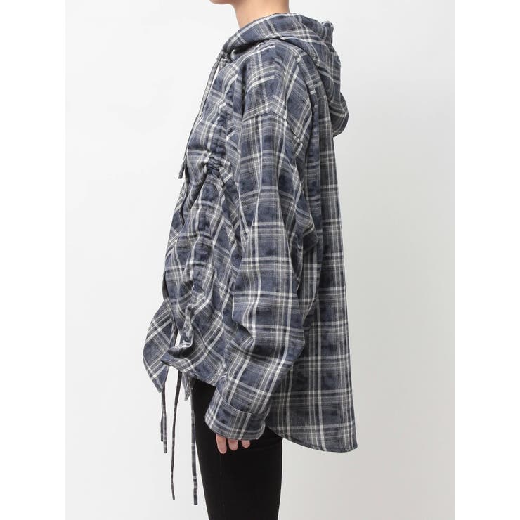 GG drawstringフードチェックシャツ | GYDA | 詳細画像16 