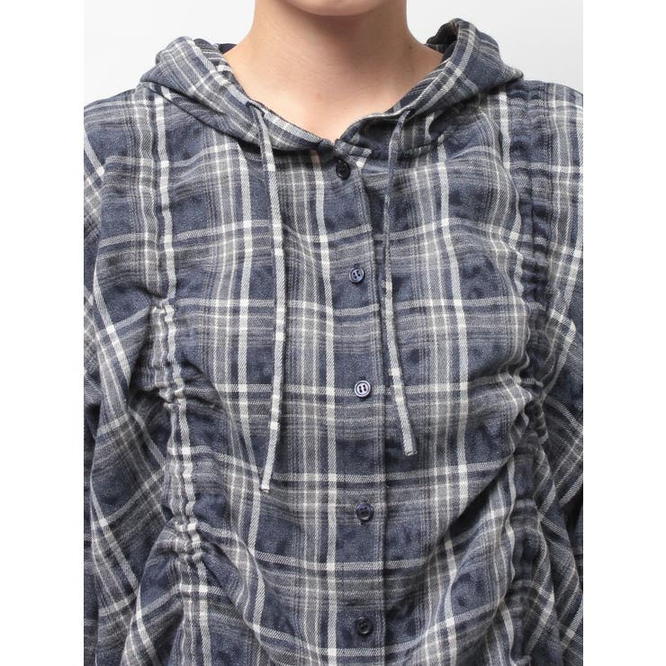 GG drawstringフードチェックシャツ | GYDA | 詳細画像18 