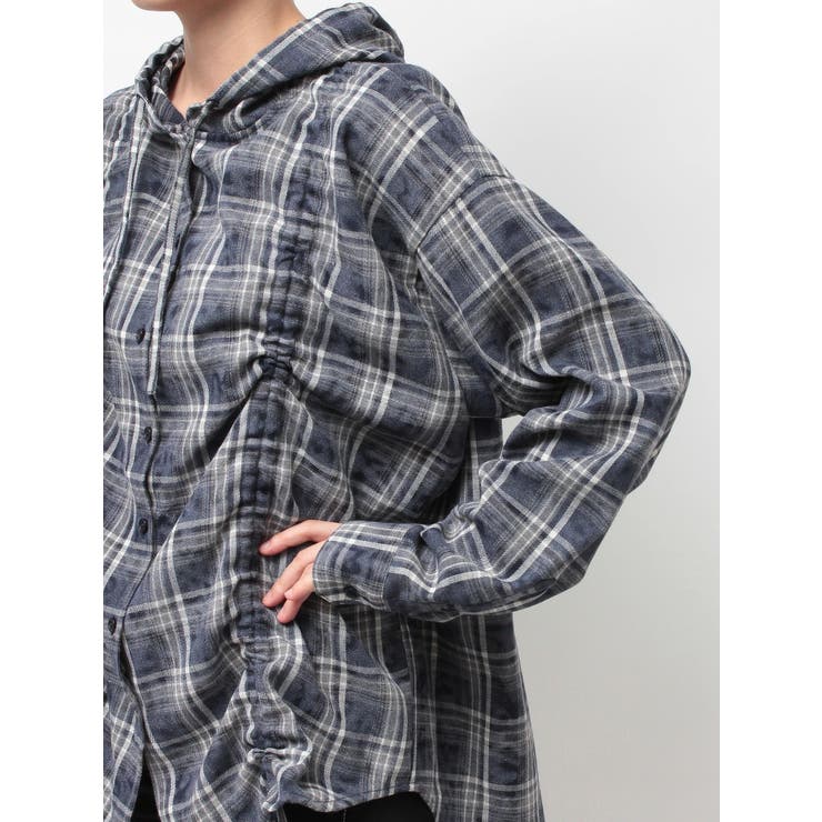 GG drawstringフードチェックシャツ | GYDA | 詳細画像19 