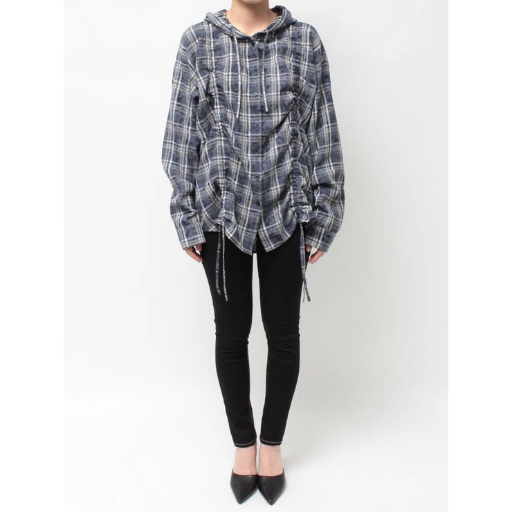 GG drawstringフードチェックシャツ | GYDA | 詳細画像22 