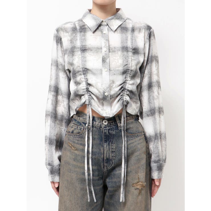 ドロストショートGRUNGEチェックシャツ | GYDA | 詳細画像16 