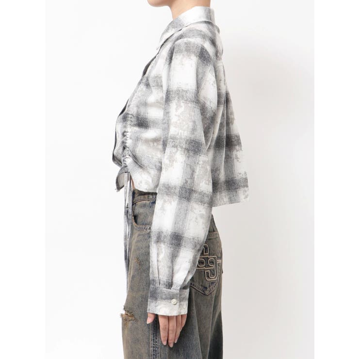 ドロストショートGRUNGEチェックシャツ | GYDA | 詳細画像17 