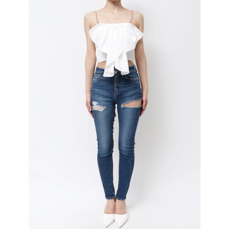 ビジューストーンストラップ2WAYリボンブラウス | GYDA | 詳細画像17 