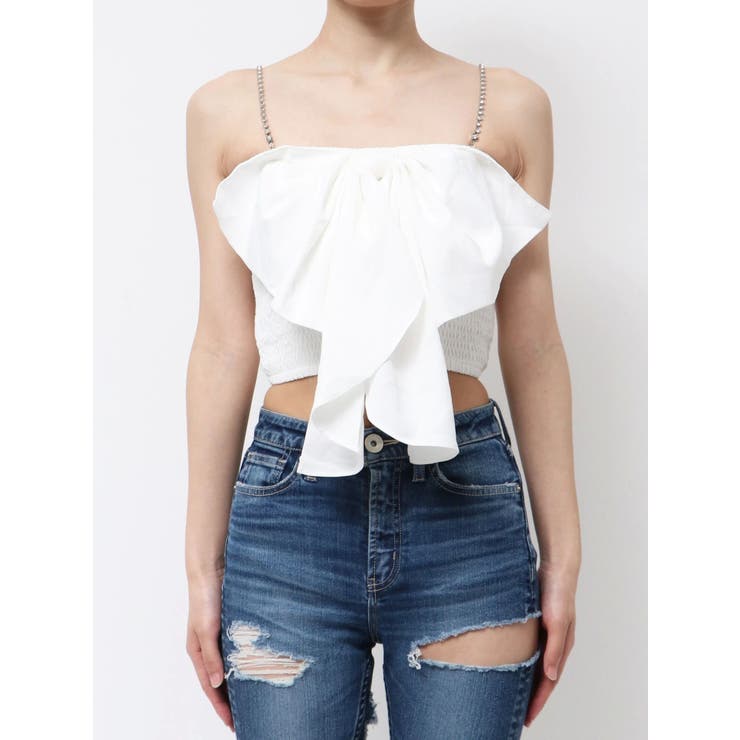 ビジューストーンストラップ2WAYリボンブラウス | GYDA | 詳細画像7 