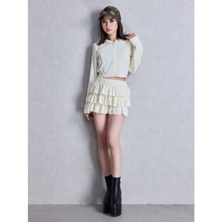 Velourフリルショートパンツ[品番：MKSW0065742]｜GYDA