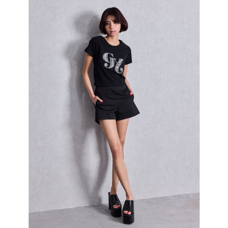 GYDA ショートパンツ GYDA パンツ ハイウエストボタン stretchy カラーショートパンツ