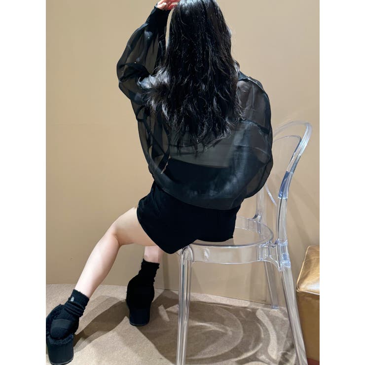 BACK GYDAラインストーンラメパーカー　ショートパンツ　セットアップ GYDA（ジェイダ）の「【SETUP着用可】BACK GYDAラインストーン