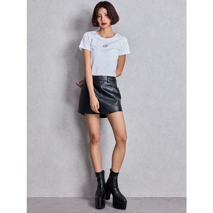 フェイクレザースカートライクショートパンツ | GYDA | 詳細画像4 