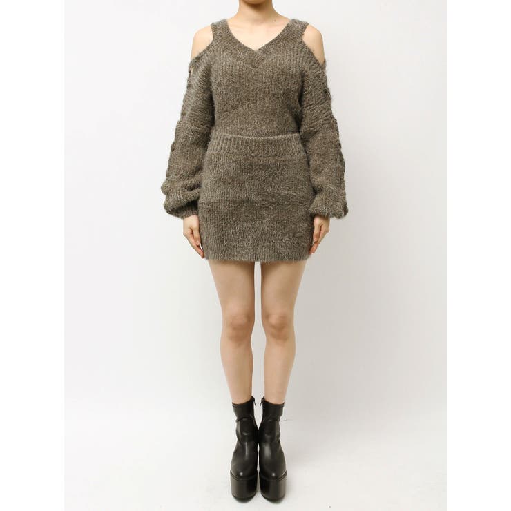 シャギーニットタイトミニスカートライクショートパンツ | GYDA | 詳細画像22 