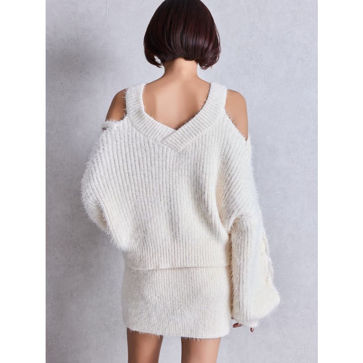 GYDA GG PATTERNニット スカートライクショートパンツ（オフホワイト ジェイダ GYDA GG PATTERNニット スカートライクショートパンツ