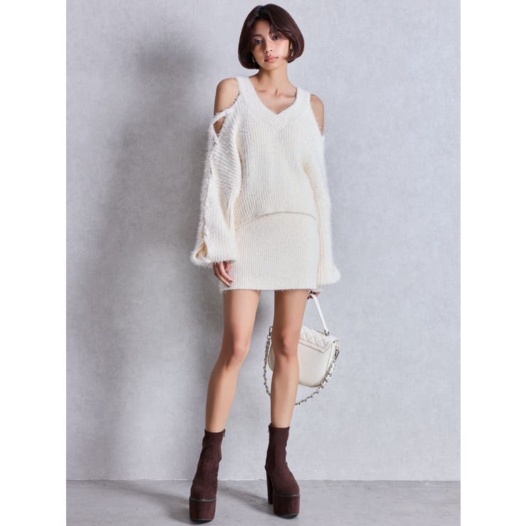 シャギーニットタイトミニスカートライクショートパンツ | GYDA | 詳細画像5 