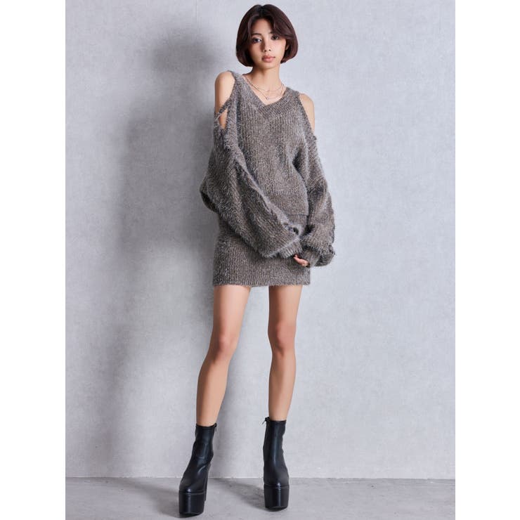 シャギーニットタイトミニスカートライクショートパンツ | GYDA | 詳細画像9 