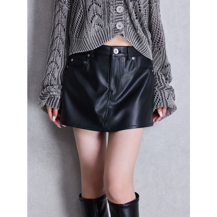 ハイウエストフェイクレザースカートライクショートパンツ | GYDA | 詳細画像15 