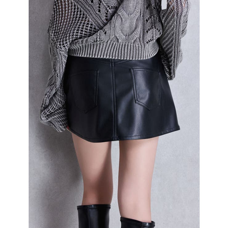 ハイウエストフェイクレザースカートライクショートパンツ | GYDA | 詳細画像16 