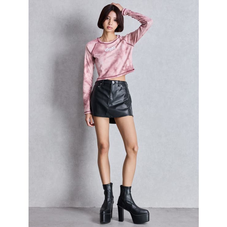 ハイウエストフェイクレザースカートライクショートパンツ | GYDA | 詳細画像4 