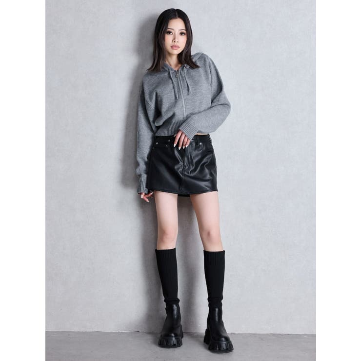 ハイウエストフェイクレザースカートライクショートパンツ | GYDA | 詳細画像7 
