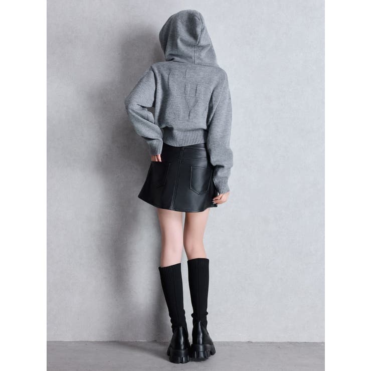 ハイウエストフェイクレザースカートライクショートパンツ | GYDA | 詳細画像8 