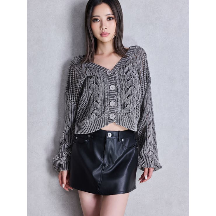 ハイウエストフェイクレザースカートライクショートパンツ | GYDA | 詳細画像9 