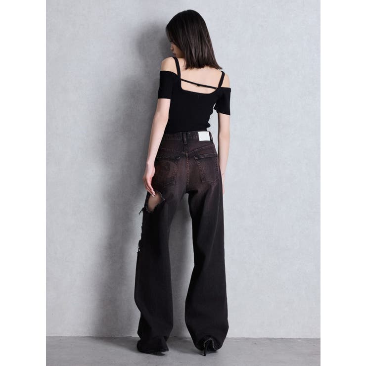 ハイウエスト tear up damageストレートワイドデニムパンツ | GYDA | 詳細画像10 