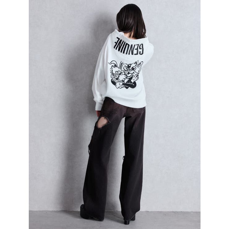 ハイウエスト tear up damageストレートワイドデニムパンツ | GYDA | 詳細画像12 