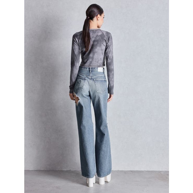 ハイウエスト tear up damageストレートワイドデニムパンツ | GYDA | 詳細画像8 