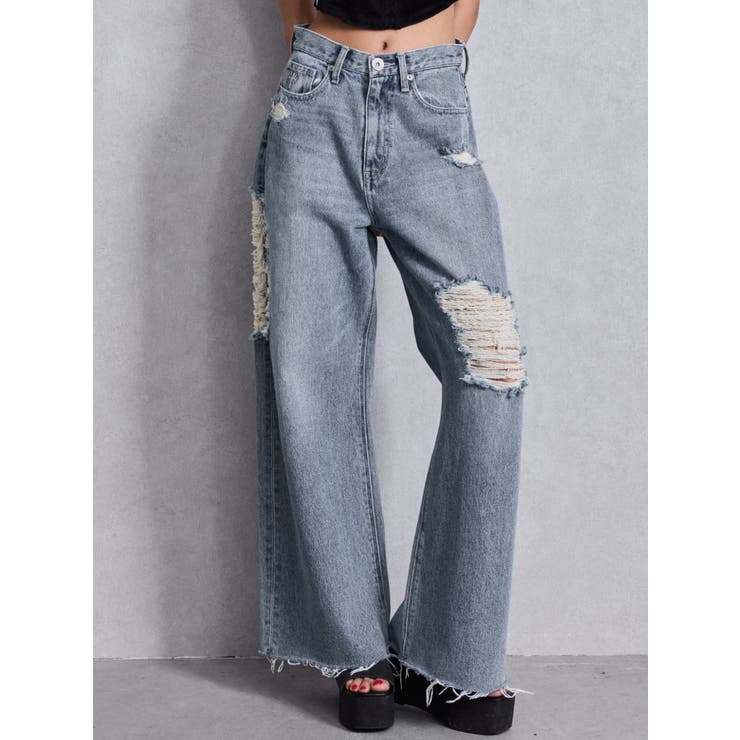 ブルー | ハイウエストSIDE straight line | GYDA