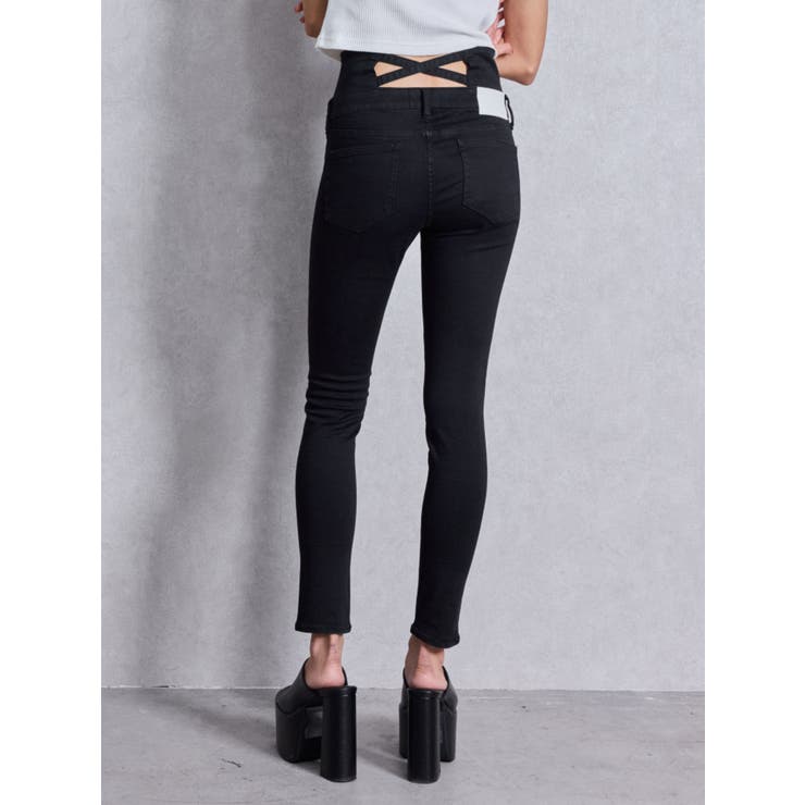 完売商品　GYDA 洗えるハイウエスト　スキニーデニム GYDA ジーンズ デニム デニムパンツ ハイウエストcut out poket