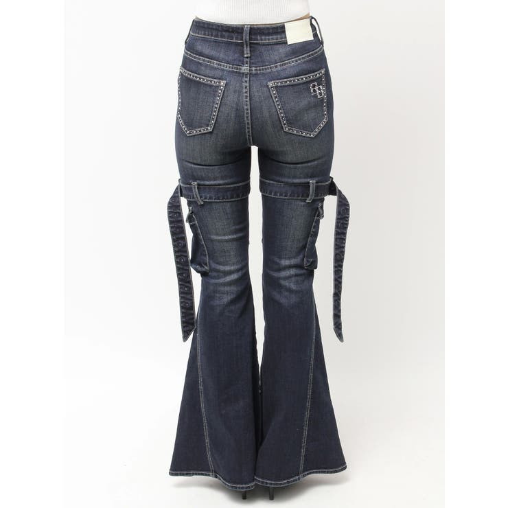 ハイウエスト strap cargo designフレアデニムパンツ | GYDA | 詳細画像39 