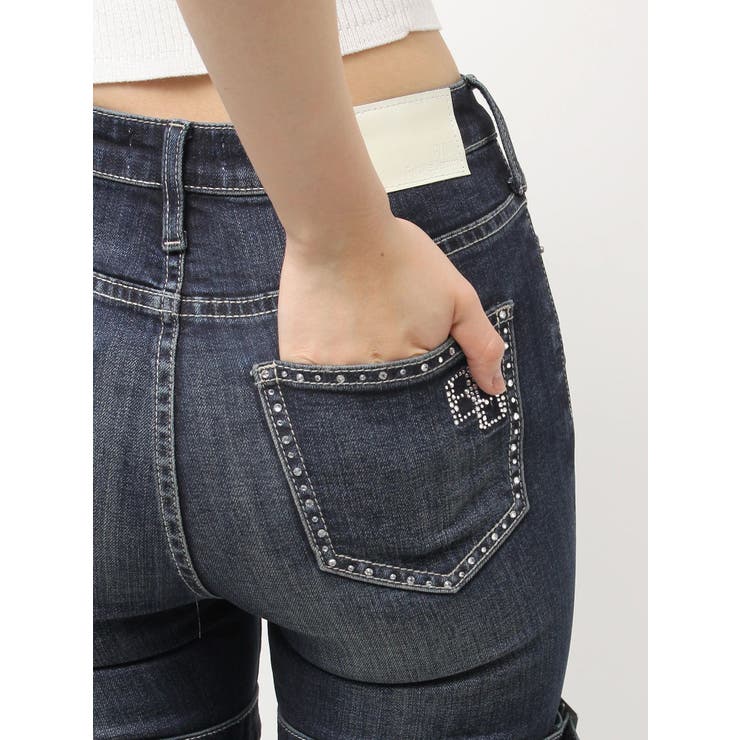 ハイウエスト strap cargo designフレアデニムパンツ | GYDA | 詳細画像41 