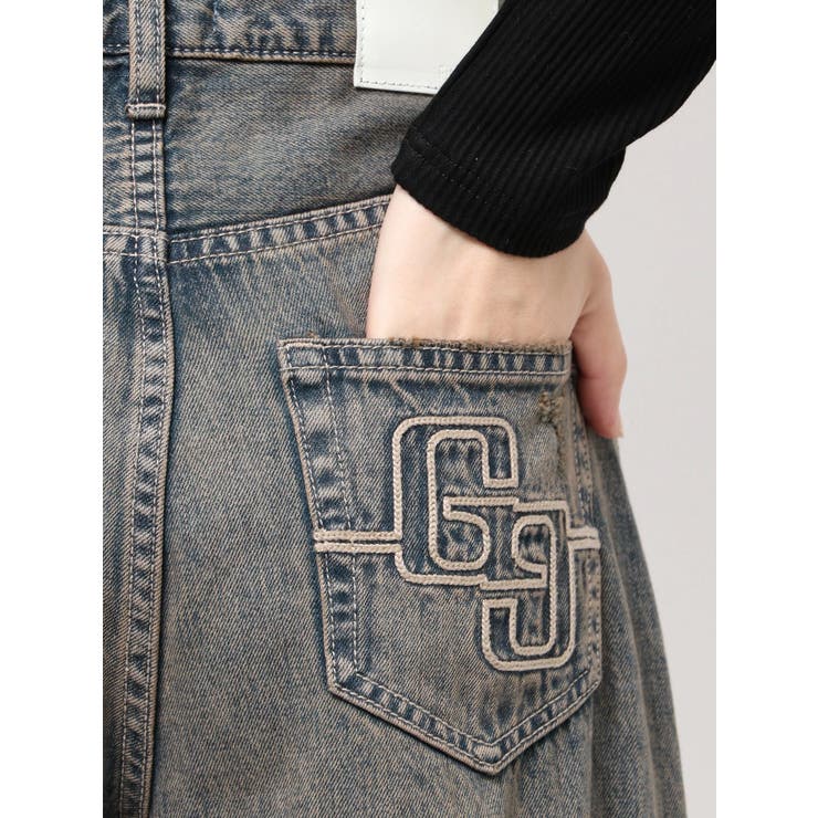 ハイウエストGG Stitch Barrel Leg ダメージデニムパンツ | GYDA | 詳細画像42 