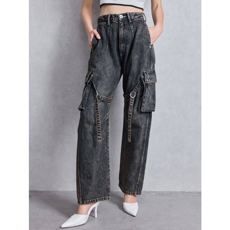 デニム・ジーパン IONSEOUL Hype Salt Washed Cargo Denim カーゴ IONSEOUL(アイオンソウル) デニム・ジーパン(メンズ