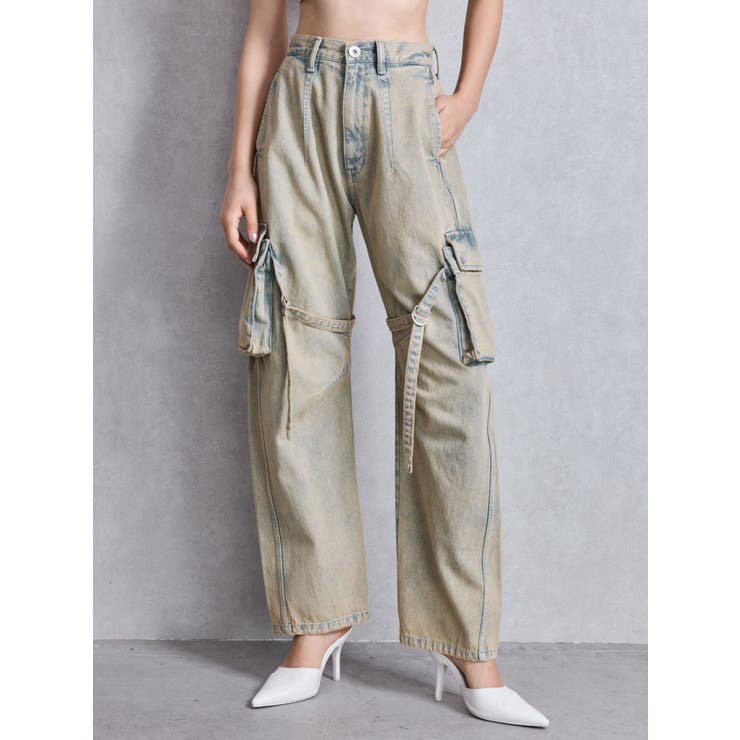 アイスブルー | ハイウエスト Urban Utility Wash Cargoデニムパンツ | GYDA