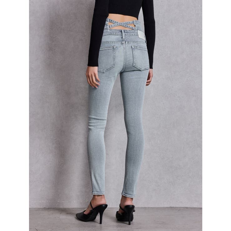 ハイウエストバッククロスダメージスキニーデニムパンツ | GYDA | 詳細画像3 