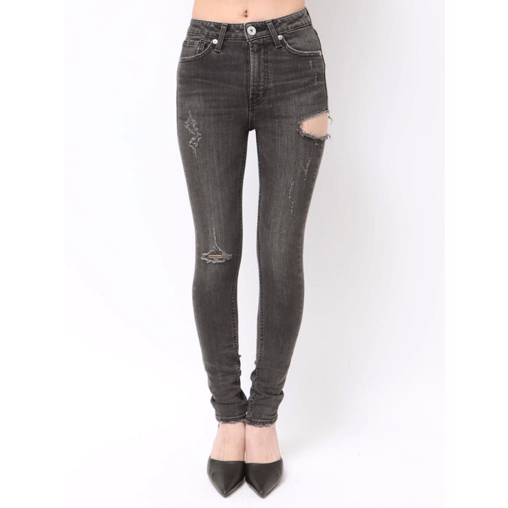 ミドルウエストSIDE RIPPEDスキニーデニムパンツ | GYDA | 詳細画像25 