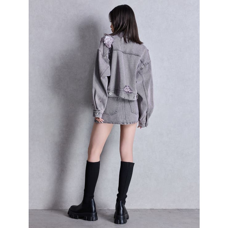 ハイウエストダメージスカートライクデニムショートパンツ[品番