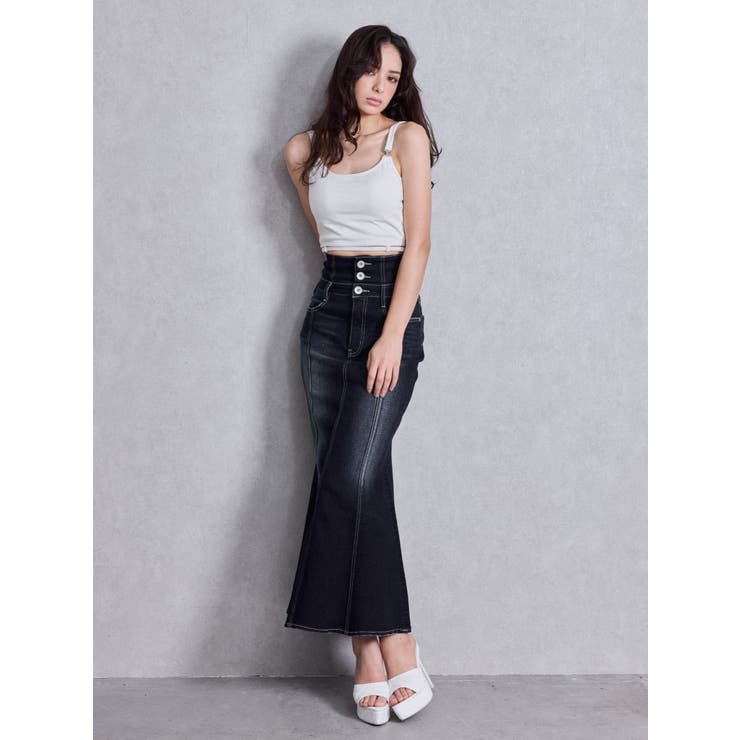 ハイウエストBACKクロスマーメイドデニムスカート | GYDA | 詳細画像6 