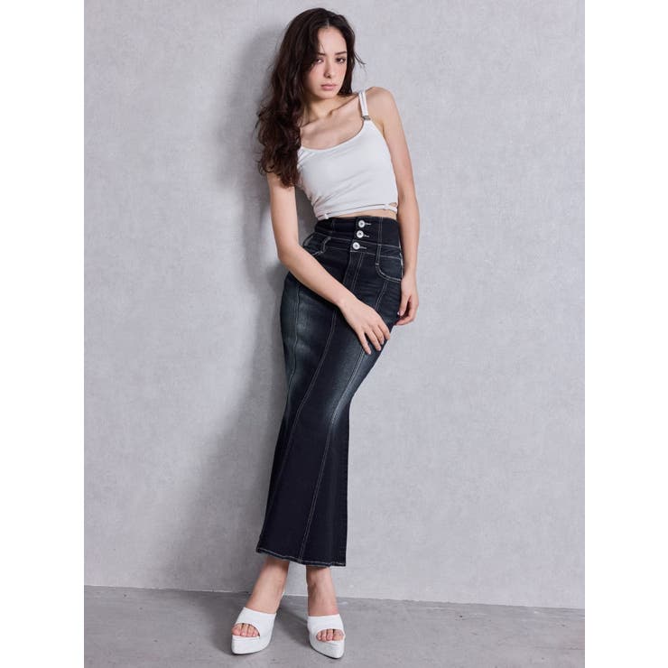 ハイウエストBACKクロスマーメイドデニムスカート | GYDA | 詳細画像7 