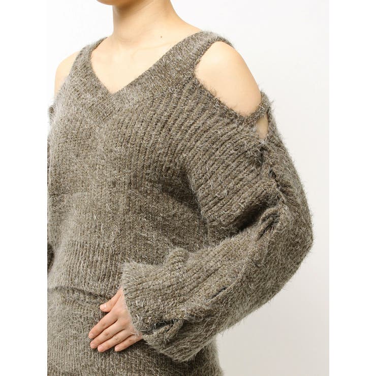 レースアップシャギーニットトップス | GYDA | 詳細画像19 