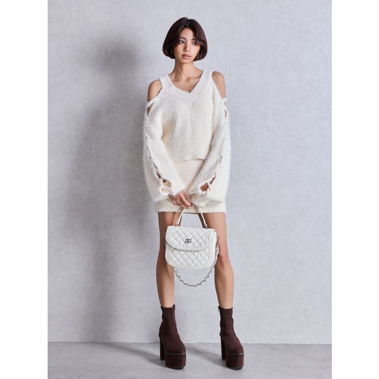 レースアップシャギーニットトップス | GYDA | 詳細画像6 