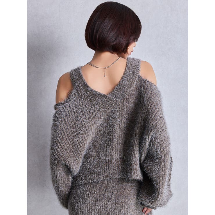 レースアップシャギーニットトップス | GYDA | 詳細画像9 