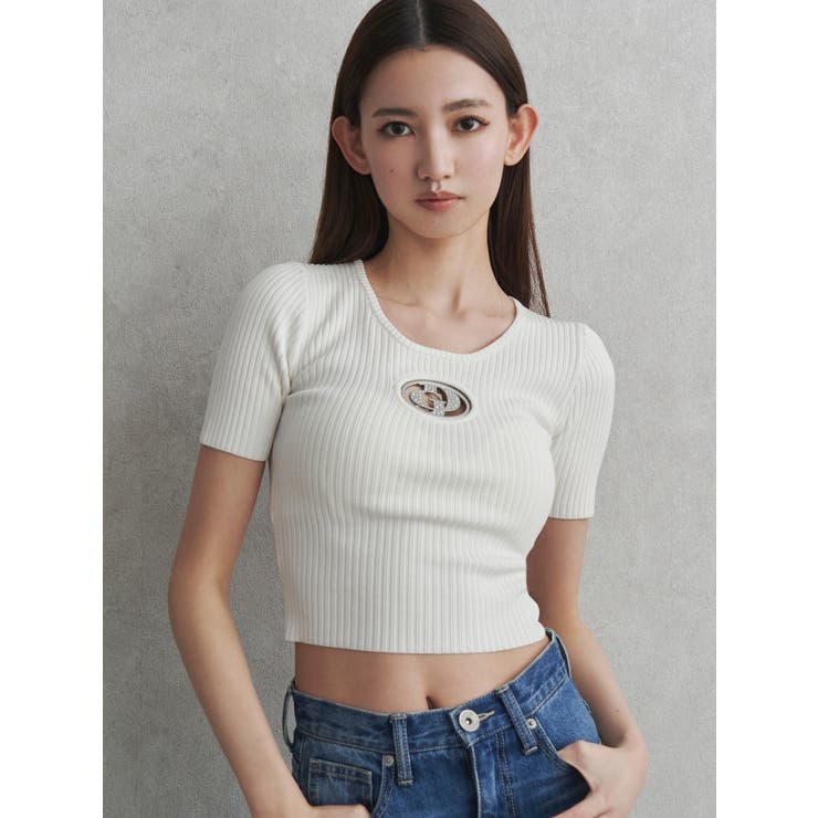低価格 GD bijou MOLDハーフスリーブニットトップス[品番：MKSW0064404 トップス