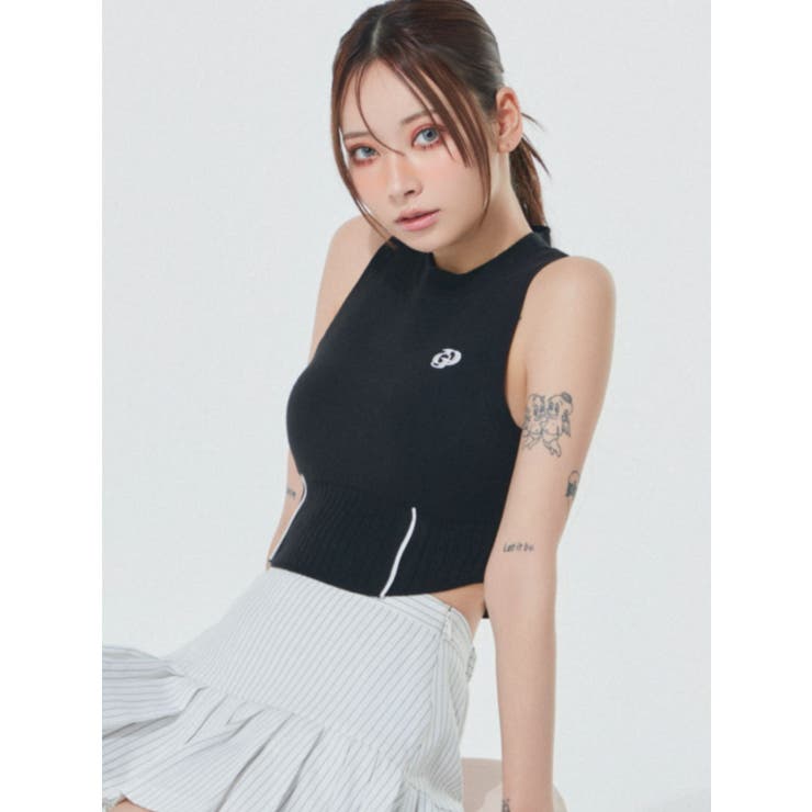 プチハイコルセットデザインニットトップス[品番:MKSW0064899 プチハイコルセットデザインニットトップス[品番:MKSW0064899