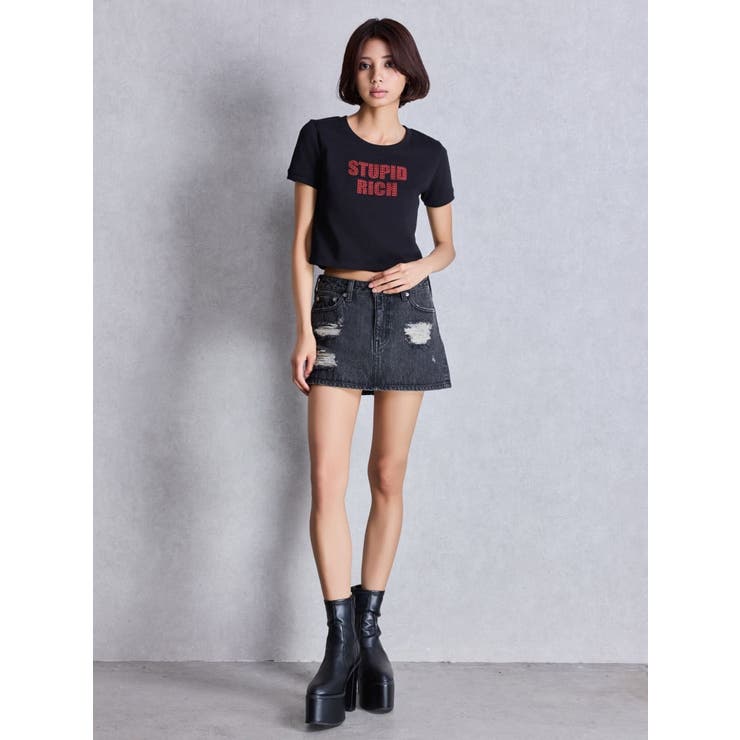 tシャツ STUPID RICH STONEショートTシャツ レディース STUPID RICH STONEショートTシャツ[品番：MKSW0065872]｜GYDA