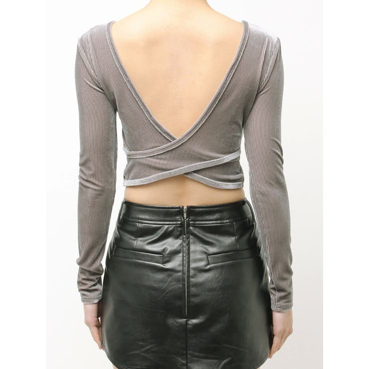 VELOUR RIB BACK CROSS TOPS[品番：MKSW0065764]｜GYDA
