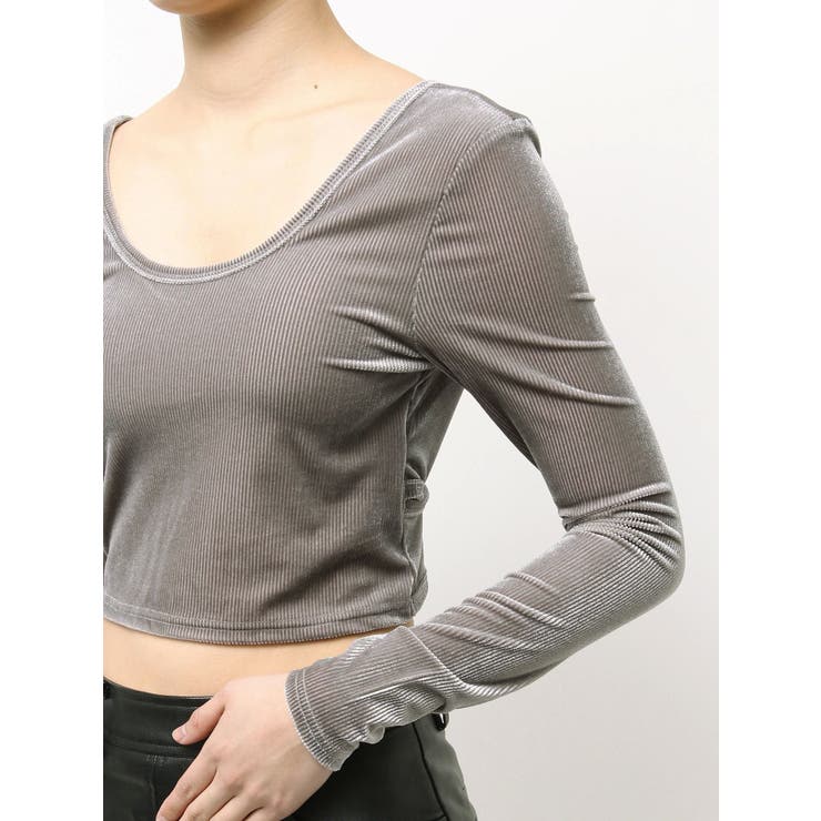 VELOUR RIB BACK CROSS TOPS | GYDA | 詳細画像14 