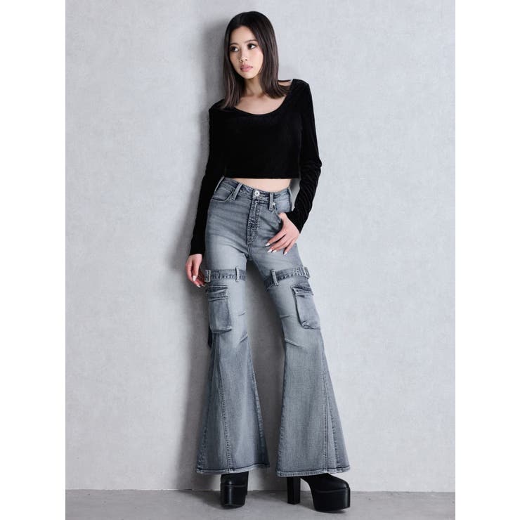 VELOUR RIB BACK CROSS TOPS[品番：MKSW0065764]｜GYDA