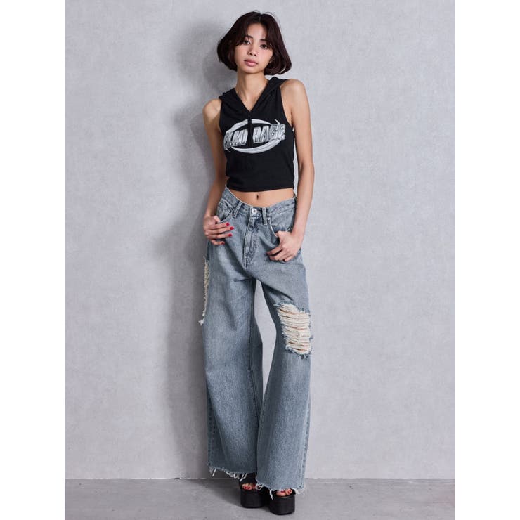 GYDA まとめ売り メッシュラインストーントップス[品番：MKSW0058710]｜GYDA