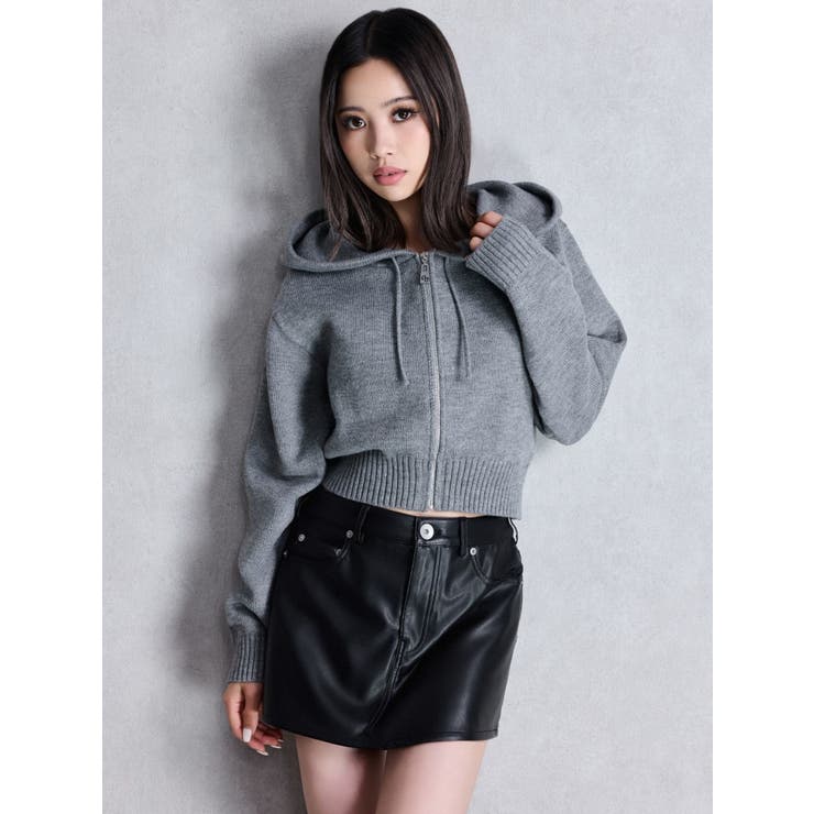 GYDA ニットショートZIP UPパーカー[品番：MKSW0065756]｜GYDA