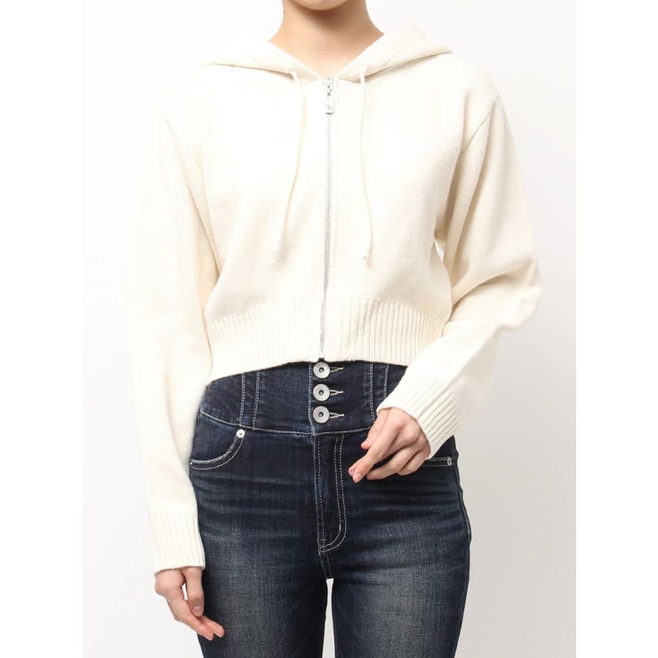パーカー GYDA ニットショートZIP UPパーカー レディース GYDA ニットショートZIP UPパーカー[品番：MKSW0065756]｜GYDA